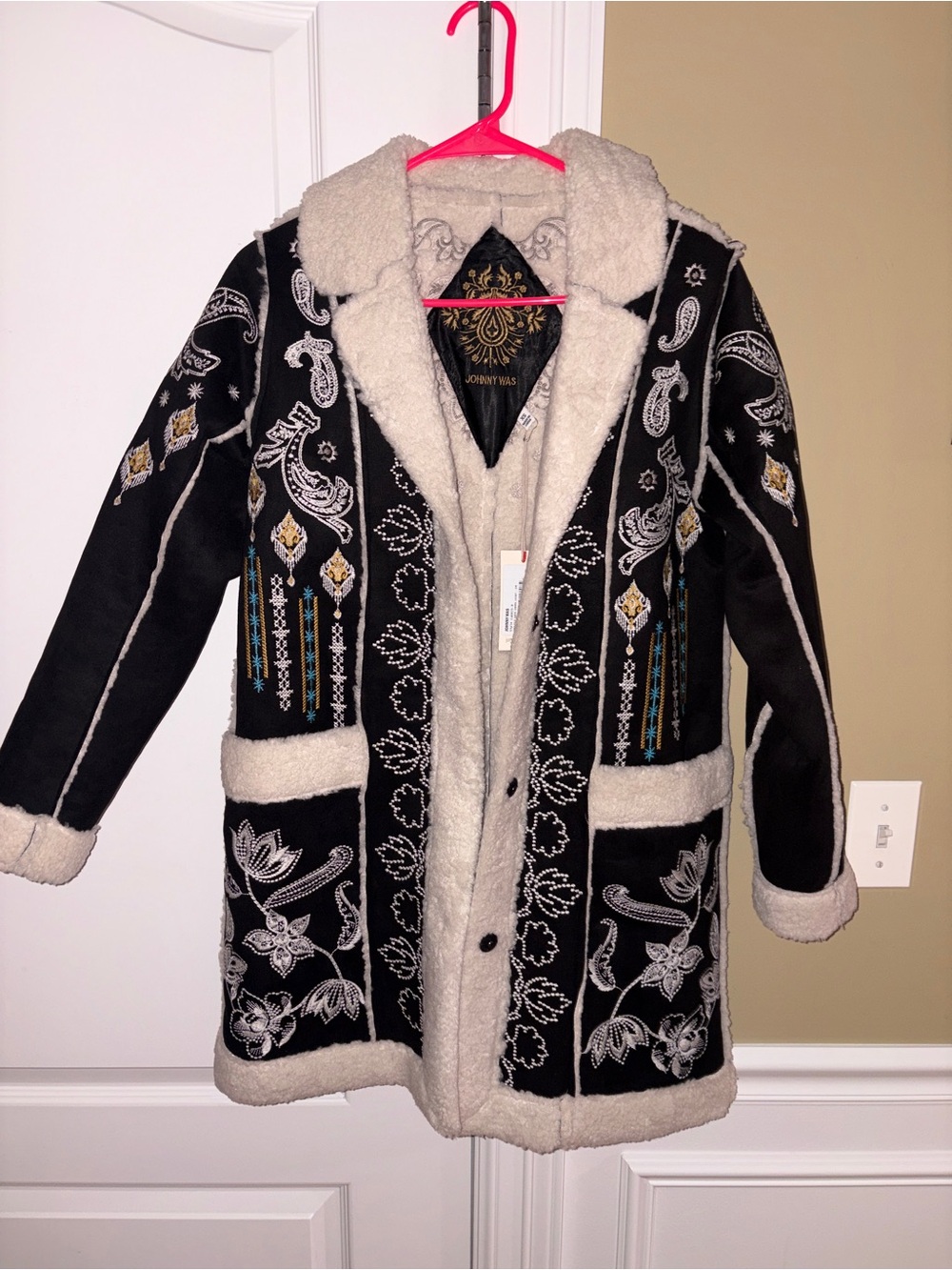 NWT Johnny Was Lori Faux Suede Sherpa Jacket Cheyenne XS - receipt attached
